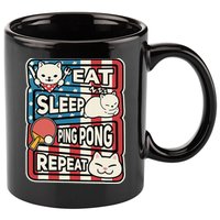 Eat Sleep Ping Pong Repeat Patriotic Table Tennis Outfit 11oz C Handle Ceramic Mug