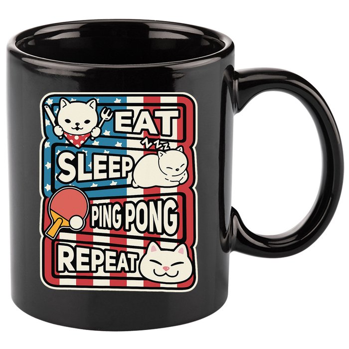 Eat Sleep Ping Pong Repeat Patriotic Table Tennis Outfit 11oz C Handle Ceramic Mug