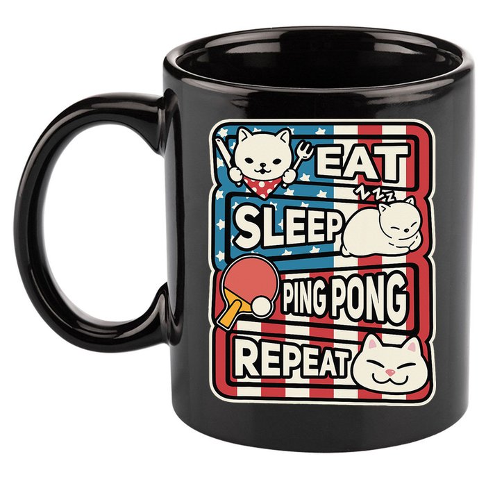 Eat Sleep Ping Pong Repeat Patriotic Table Tennis Outfit 11oz C Handle Ceramic Mug