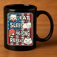Eat Sleep Ping Pong Repeat Patriotic Table Tennis Outfit 11oz C Handle Ceramic Mug