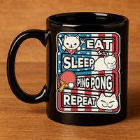 Eat Sleep Ping Pong Repeat Patriotic Table Tennis Outfit 11oz C Handle Ceramic Mug