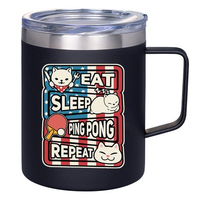Eat Sleep Ping Pong Repeat Patriotic Table Tennis Outfit 12oz Stainless Steel Coffee Mug