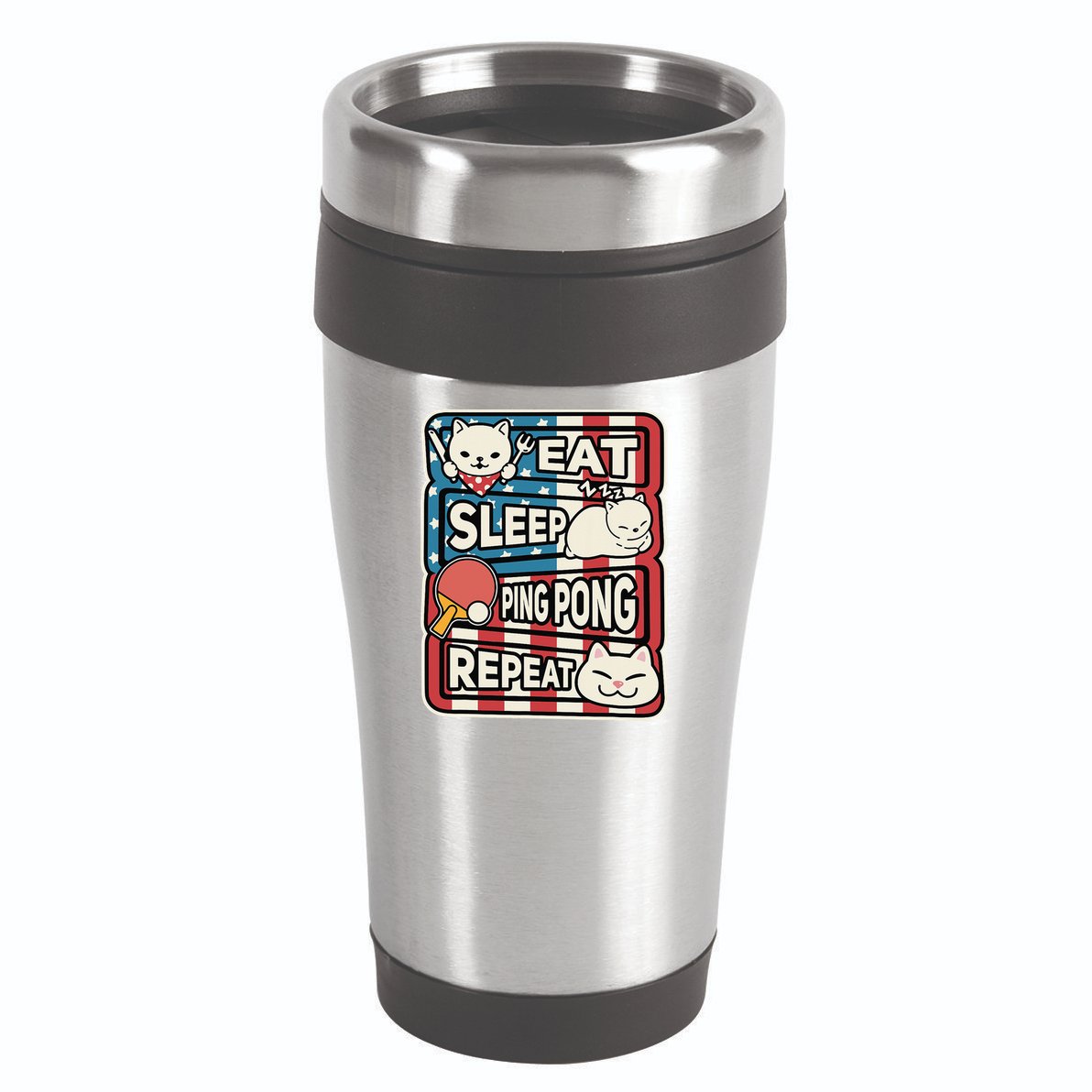 Eat Sleep Ping Pong Repeat Patriotic Table Tennis Outfit 16oz Travel Tumbler
