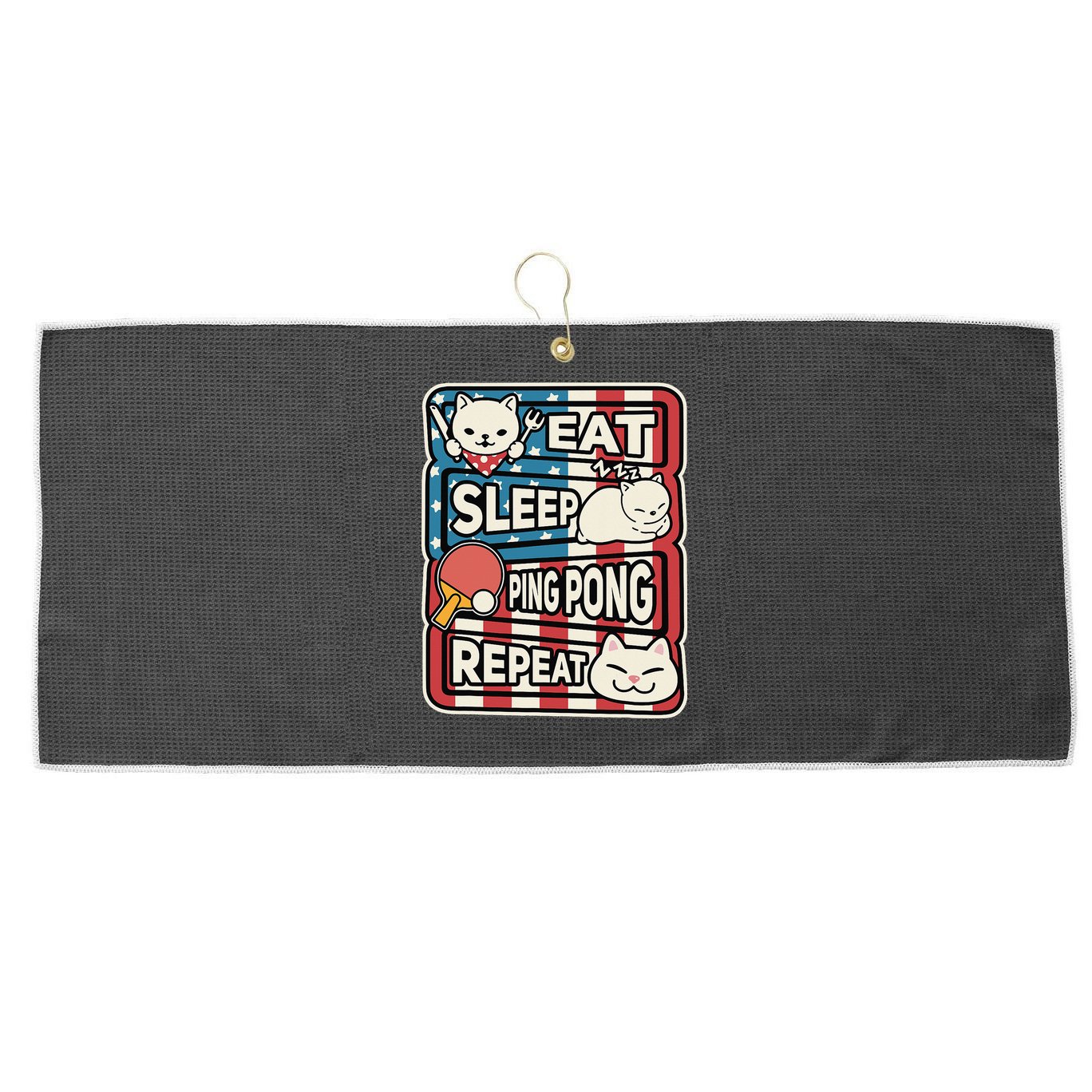 Eat Sleep Ping Pong Repeat Patriotic Table Tennis Outfit Large Microfiber Waffle Golf Towel