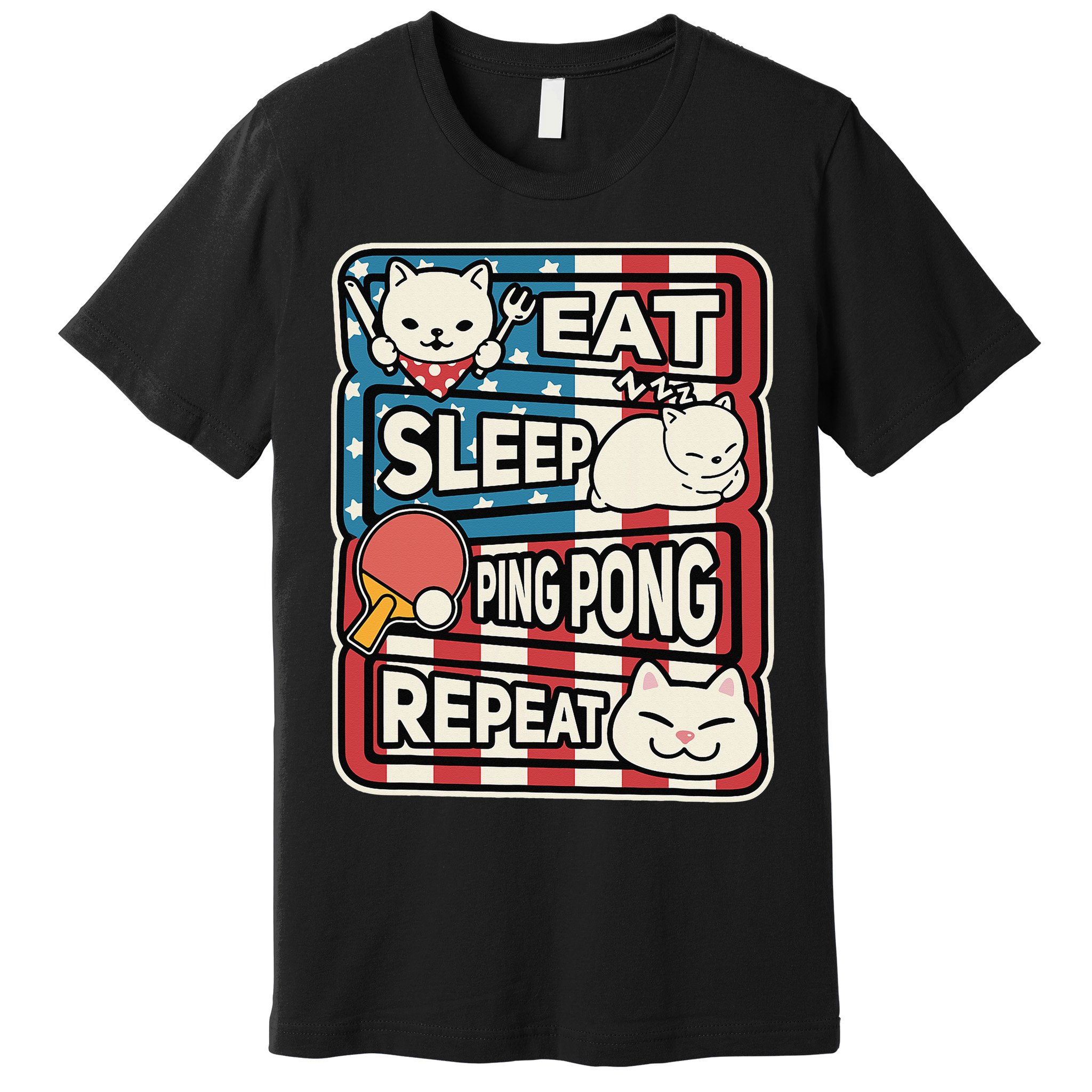 Eat Sleep Ping Pong Repeat Patriotic Table Tennis Outfit Premium T-Shirt