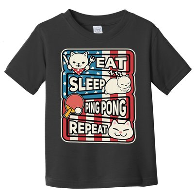 Eat Sleep Ping Pong Repeat Patriotic Table Tennis Outfit Toddler T-Shirt