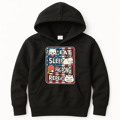 Eat Sleep Ping Pong Repeat Patriotic Table Tennis Outfit Kids Hoodie