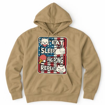 Eat Sleep Ping Pong Repeat Patriotic Table Tennis Outfit Hoodie