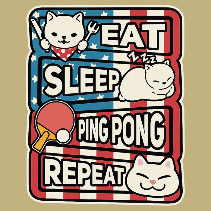 Eat Sleep Ping Pong Repeat Patriotic Table Tennis Outfit T-Shirt