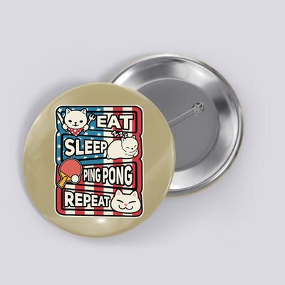 Eat Sleep Ping Pong Repeat Patriotic Table Tennis Outfit Button