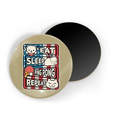 Eat Sleep Ping Pong Repeat Patriotic Table Tennis Outfit Magnet