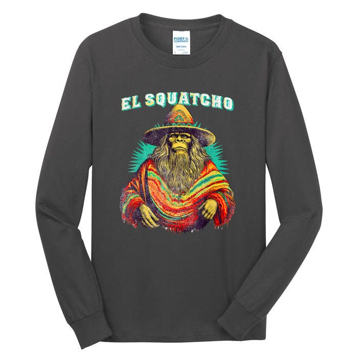 El Squatcho Poncho – Western Bigfoot Funny Sasquatch Gift Tall Long Sleeve T-Shirt