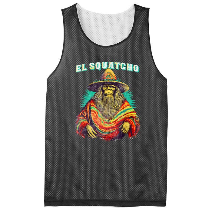 El Squatcho Poncho – Western Bigfoot Funny Sasquatch Gift Mesh Reversible Basketball Jersey Tank