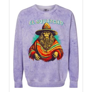 El Squatcho Poncho Western Bigfoot Funny Sasquatch Colorblast Crewneck Sweatshirt