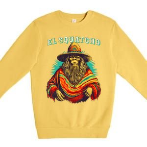 El Squatcho Poncho Western Bigfoot Funny Sasquatch Premium Crewneck Sweatshirt