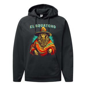 El Squatcho Poncho Western Bigfoot Funny Sasquatch Performance Fleece Hoodie