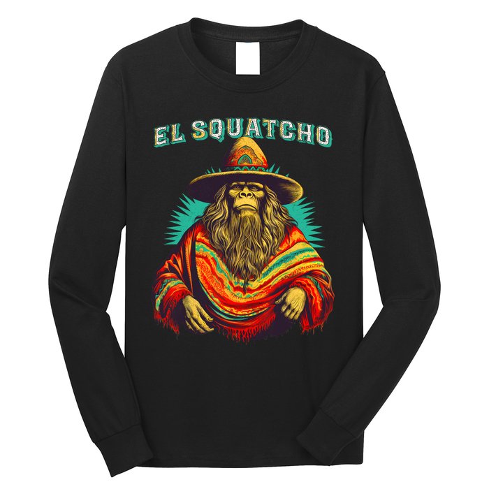 El Squatcho Poncho Western Bigfoot Funny Sasquatch Long Sleeve Shirt