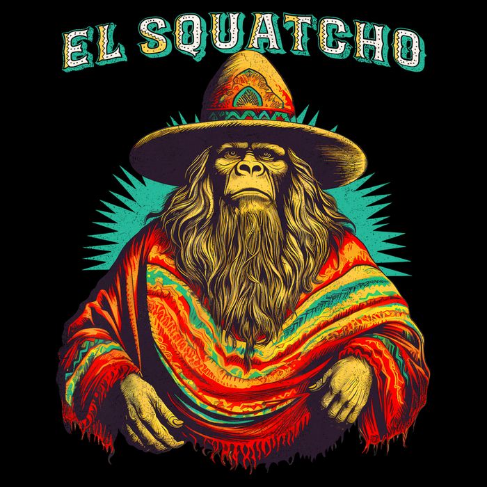 El Squatcho Poncho Western Bigfoot Funny Sasquatch Button