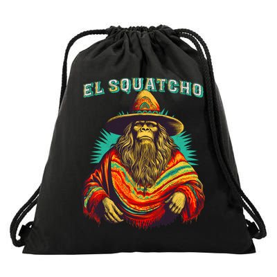 El Squatcho Poncho Western Bigfoot Funny Sasquatch Drawstring Bag