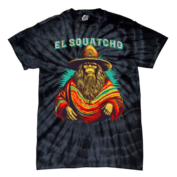 El Squatcho Poncho Western Bigfoot Funny Sasquatch Tie-Dye T-Shirt