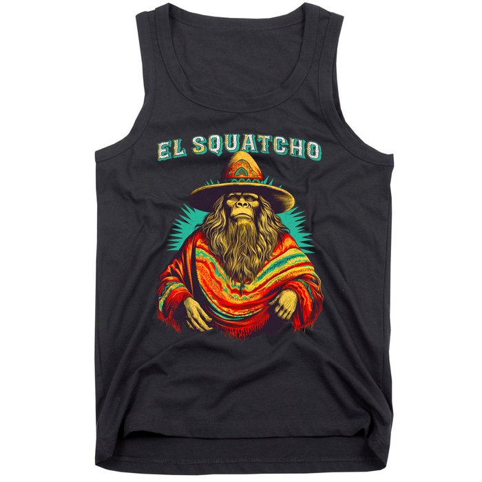 El Squatcho Poncho Western Bigfoot Funny Sasquatch Tank Top