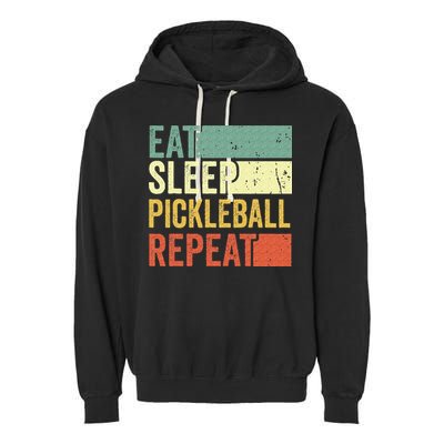 Eat Sleep Pickleball Repeat Vintage Retro Garment-Dyed Fleece Hoodie