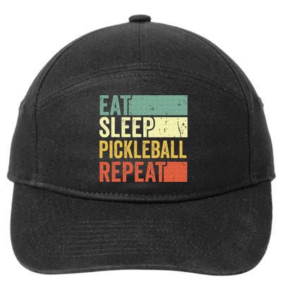 Eat Sleep Pickleball Repeat Vintage Retro 7-Panel Snapback Hat
