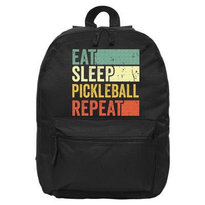 Eat Sleep Pickleball Repeat Vintage Retro 16 in Basic Backpack