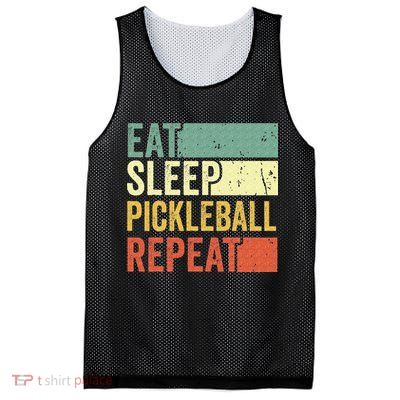 Eat Sleep Pickleball Repeat Vintage Retro Mesh Reversible Basketball Jersey Tank