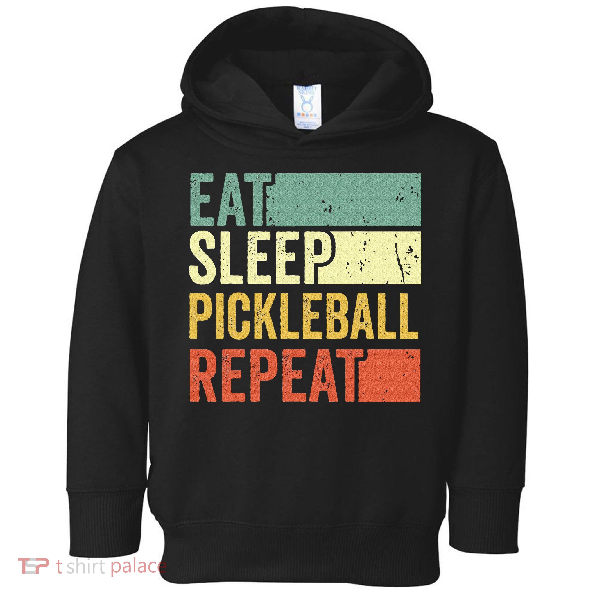 Eat Sleep Pickleball Repeat Vintage Retro Toddler Hoodie