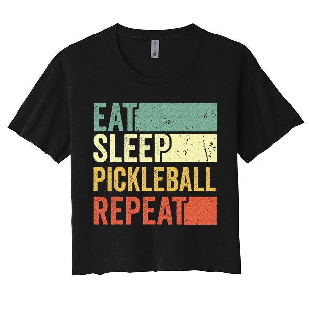 Eat Sleep Pickleball Repeat Vintage Retro Crop Top