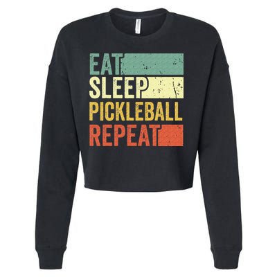 Eat Sleep Pickleball Repeat Vintage Retro Cropped Pullover Crew