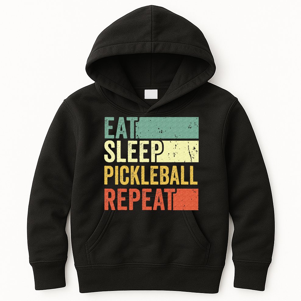 Eat Sleep Pickleball Repeat Vintage Retro Kids Hoodie