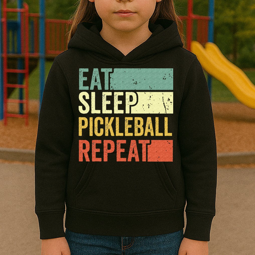Eat Sleep Pickleball Repeat Vintage Retro Kids Hoodie