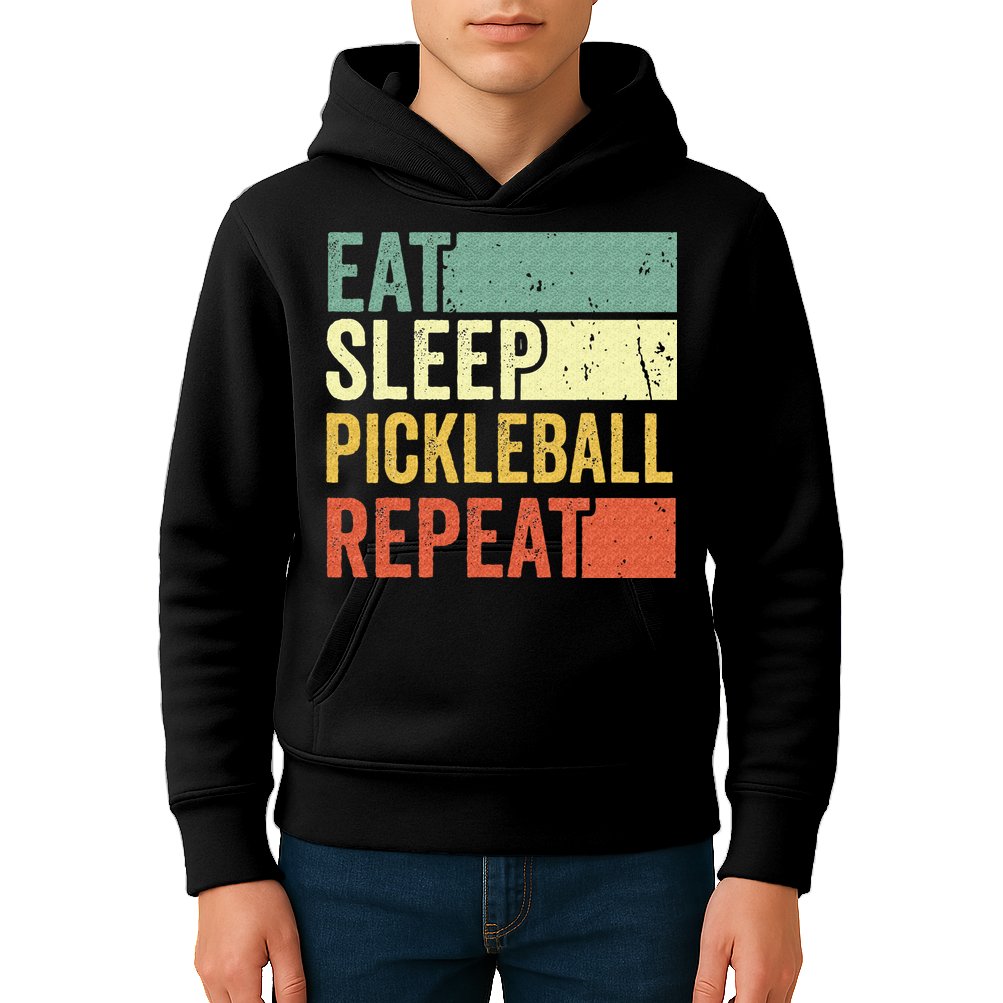 Eat Sleep Pickleball Repeat Vintage Retro Kids Hoodie