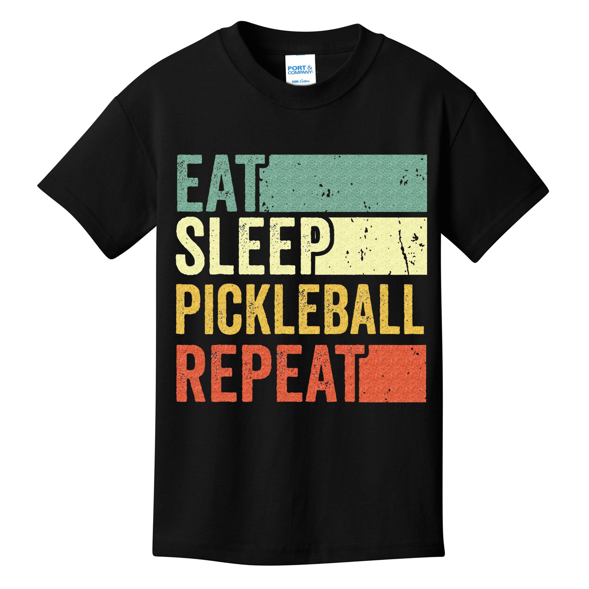 Eat Sleep Pickleball Repeat Vintage Retro Kids T-Shirt
