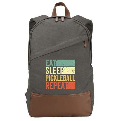Eat Sleep Pickleball Repeat Vintage Retro Cotton Canvas Backpack