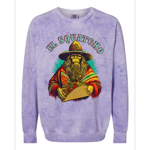 El Squatcho Poncho Taco Western Bigfoot Sasquatch Lovers Colorblast Crewneck Sweatshirt