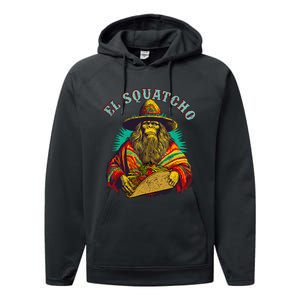 El Squatcho Poncho Taco Western Bigfoot Sasquatch Lovers Performance Fleece Hoodie