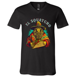 El Squatcho Poncho Taco Western Bigfoot Sasquatch Lovers V-Neck T-Shirt