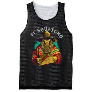 El Squatcho Poncho Taco Western Bigfoot Sasquatch Lovers Mesh Reversible Basketball Jersey Tank