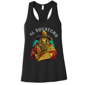 El Squatcho Poncho Taco Western Bigfoot Sasquatch Lovers Women's Racerback Tank