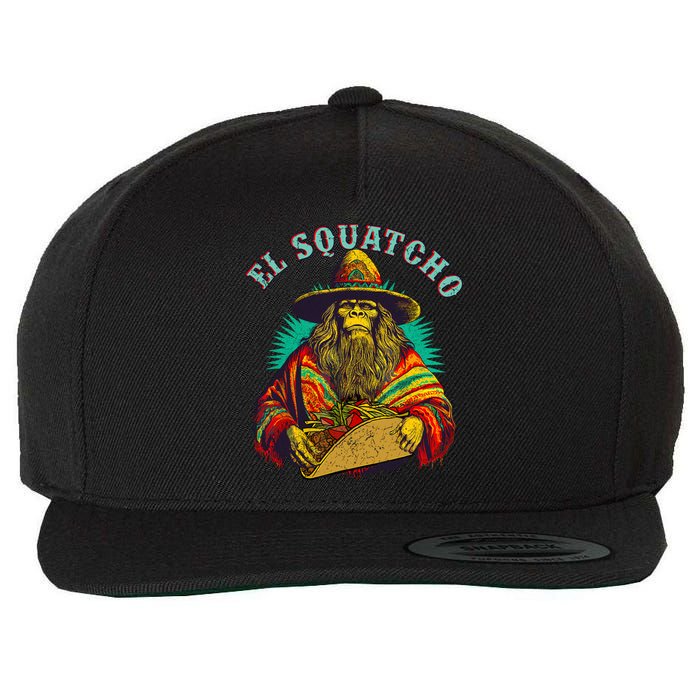 El Squatcho Poncho Taco Western Bigfoot Sasquatch Lovers Wool Snapback Cap