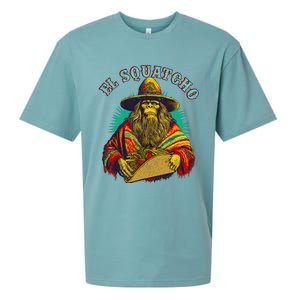 El Squatcho Poncho Taco Western Bigfoot Sasquatch Lovers Sueded Cloud Jersey T-Shirt