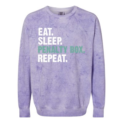 Eat Sleep Penalty Box Repeat Ice Hockey Funny Gift Colorblast Crewneck Sweatshirt