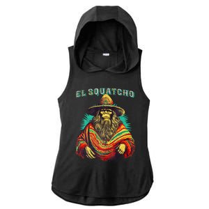 El Squatcho Poncho – Western Bigfoot Funny Sasquatch Ladies PosiCharge Tri-Blend Wicking Draft Hoodie Tank