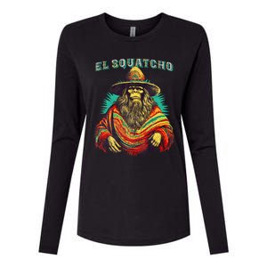 El Squatcho Poncho – Western Bigfoot Funny Sasquatch Womens Cotton Relaxed Long Sleeve T-Shirt