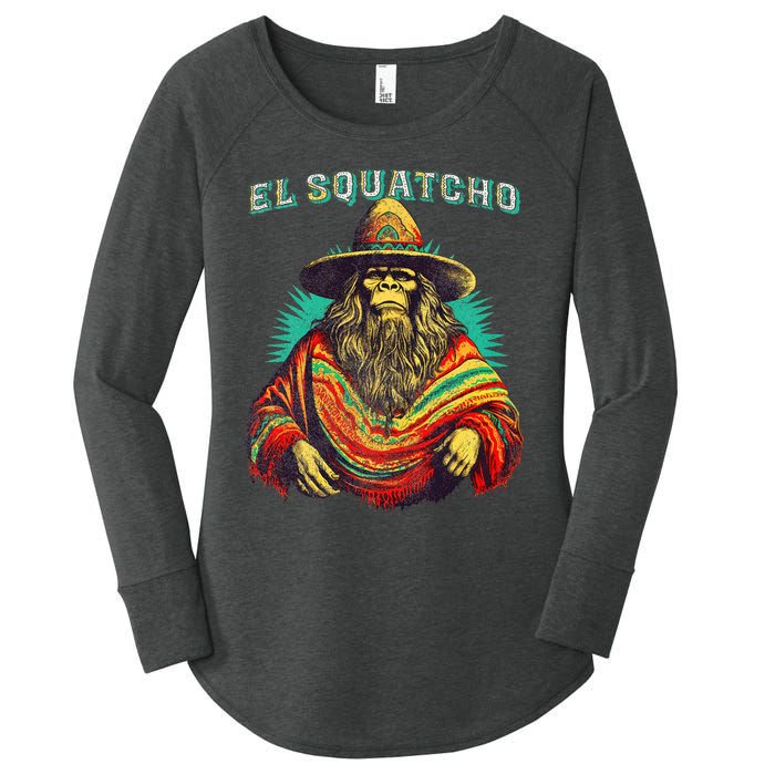 El Squatcho Poncho – Western Bigfoot Funny Sasquatch Women's Perfect Tri Tunic Long Sleeve Shirt