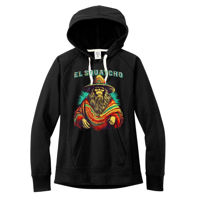 El Squatcho Poncho – Western Bigfoot Funny Sasquatch Women's Fleece Hoodie