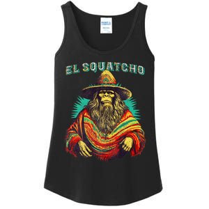 El Squatcho Poncho – Western Bigfoot Funny Sasquatch Ladies Essential Tank